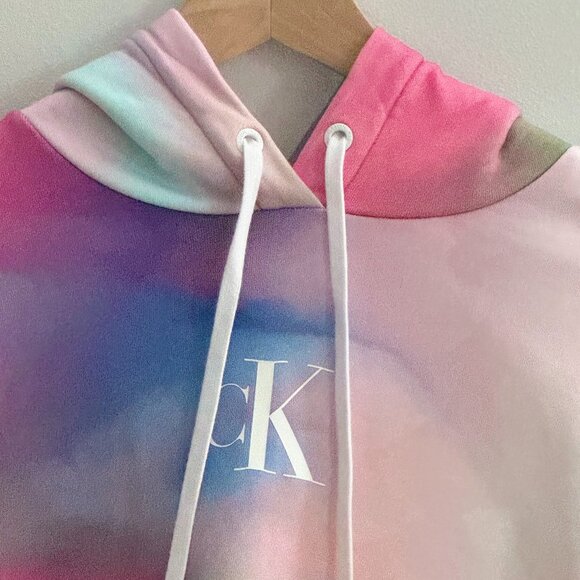 Calvin Klein Jeans Womens Monogram Logo Pullover Cropped Hoodie, Multicolor, XS - Picture 4 of 8